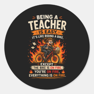 Sticker Rond Le cadeau le plus drôle pour un enseignant ! 🍎🔥