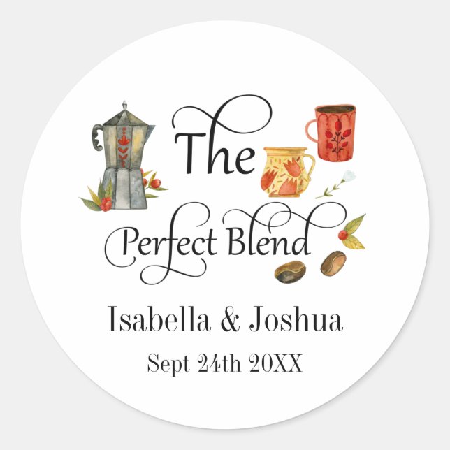Sticker Rond Le Café Mariage Whimsical Mélange Parfait (Devant)
