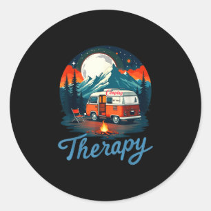 Sticker Rond Le camping est ma thérapie