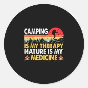 Sticker Rond Le camping est une thérapie la nature est une méde