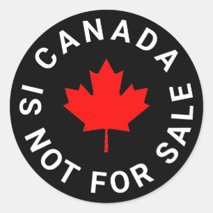 Sticker Rond Le Canada n'est pas en vente texte rouge feuille d