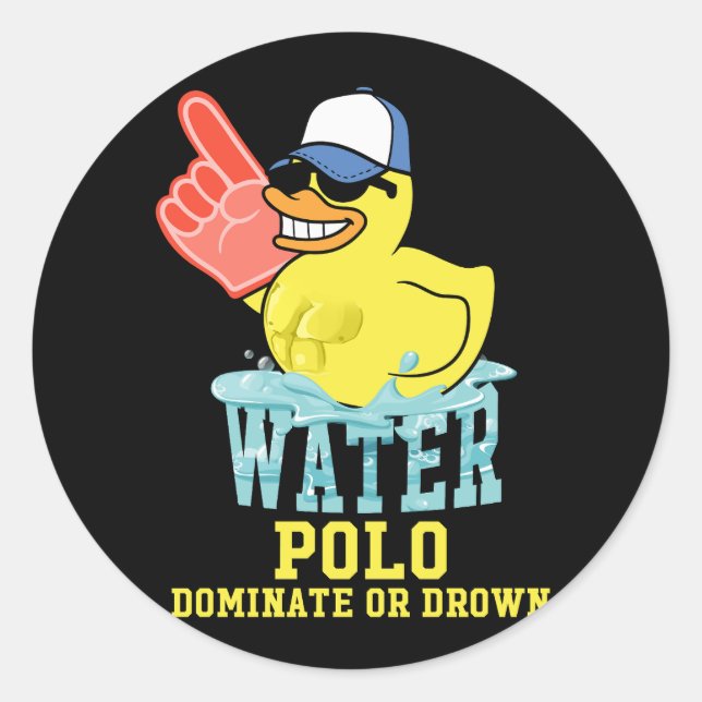 Sticker Rond Le canard en caoutchouc de Water Polo Dominent ou  (Devant)