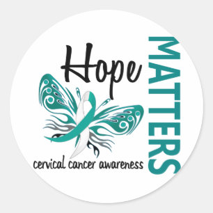 Sticker Rond Le cancer cervical du papillon Hope Matters