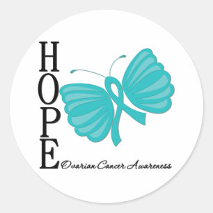 Sticker Rond Le cancer de l'ovaire du papillon Hope