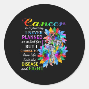 Sticker Rond Le Cancer Est Un Voyage Fleurs De Sensibilisation 