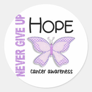 Sticker Rond Le Cancer n'abandonnent jamais le papillon 4,1