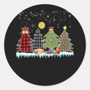 Sticker Rond le carlin dort pendant la période de Noël