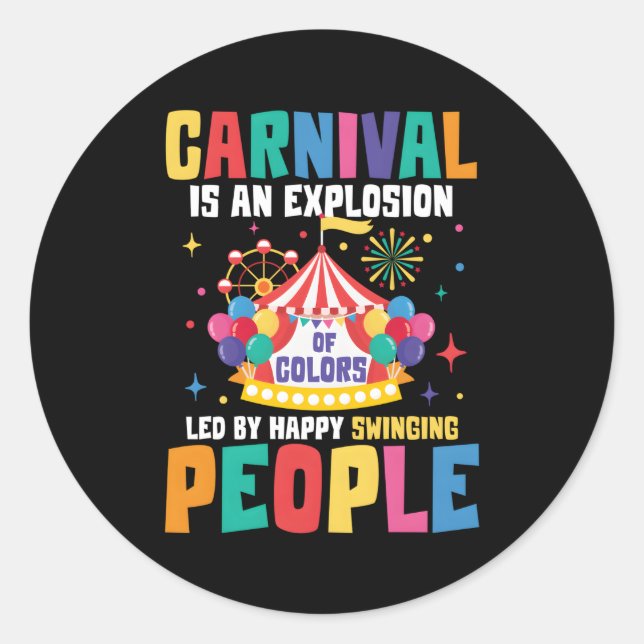 Sticker Rond Le Carnaval Est Une Explosion De Couleurs (Devant)
