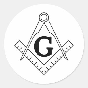 Sticker Rond Le carré et le symbole de franc-maçonnerie de