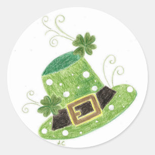 Sticker Rond Le casquette de Leprechaun avec des pois   Saint-P