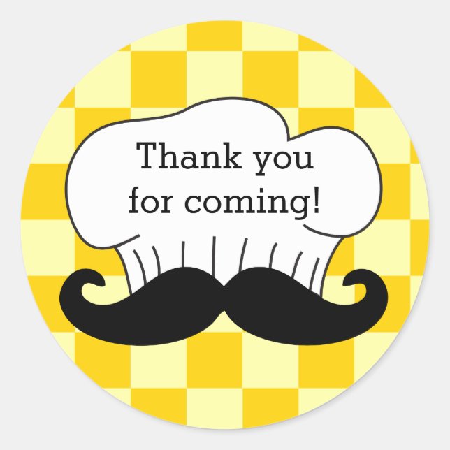 Sticker Rond Le Casquette du chef Mustache Parti Pizza Italien  (Devant)