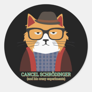 Sticker Rond Le chat de Schrodinger