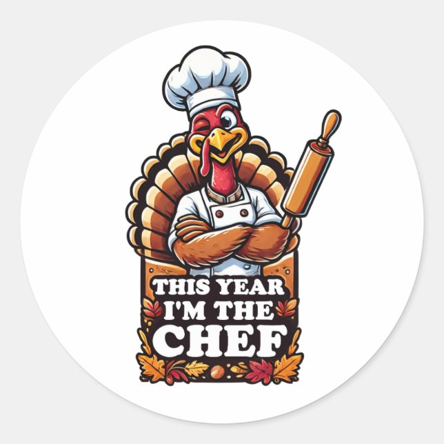 Sticker Rond Le Chef Thanksgiving Turquie (Devant)