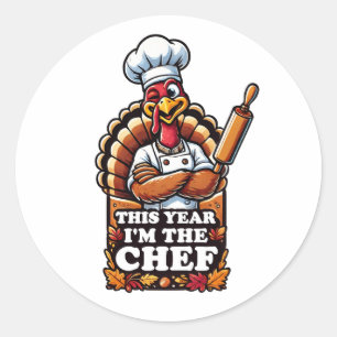 Sticker Rond Le Chef Thanksgiving Turquie