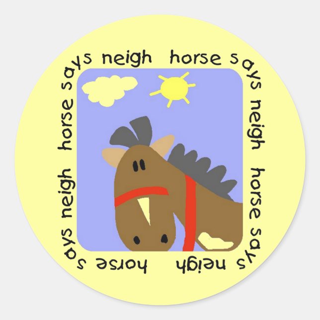 Sticker Rond Le cheval indique des T-shirts et des cadeaux (Devant)