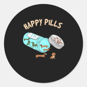 Sticker Rond Le chien de chien de Happy Pill Cute Dog Lover