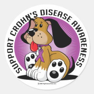 Sticker Rond Le chien malade de Crohn
