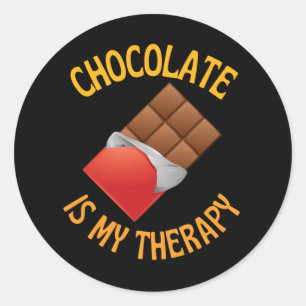 Sticker Rond Le chocolat est ma thérapie