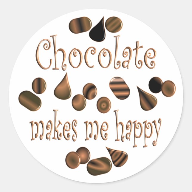 Sticker Rond Le Chocolat Me Rend Heureux (Devant)