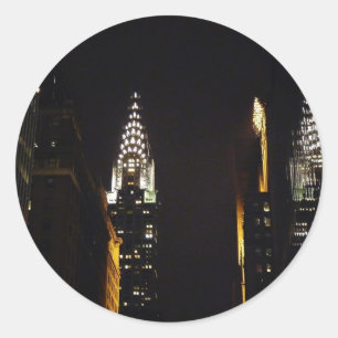 Sticker Rond Le Chrysler Building à Night, New York