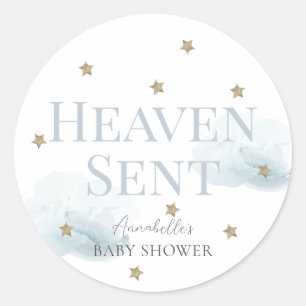Sticker Rond Le ciel a envoyé Blue Cloud Boy Baby shower