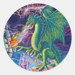 Sticker Rond Le ciel du dragon