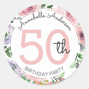 Sticker Rond Le cinquantième anniversaire moderne rougissent