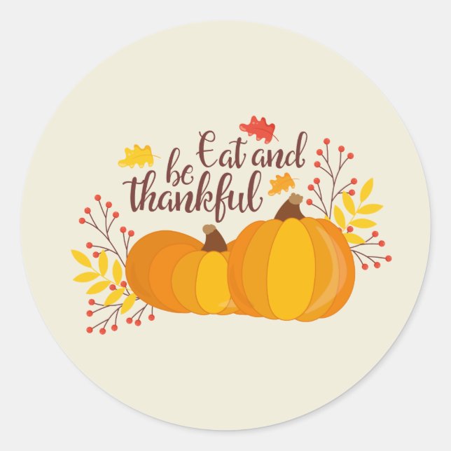 Sticker Rond Le citrouille de Thanksgiving remerciant mot art (Devant)