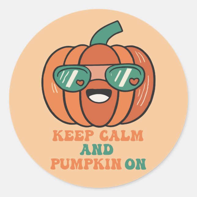 Sticker Rond Le Citrouille d'Halloween se calme (Devant)