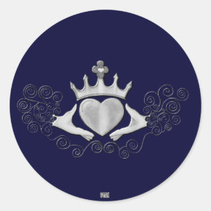 Sticker Rond Le Claddagh (Argent)