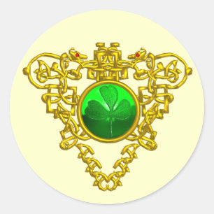 STICKER ROND LE COEUR CELTIQUE DE SAINT PATRICK