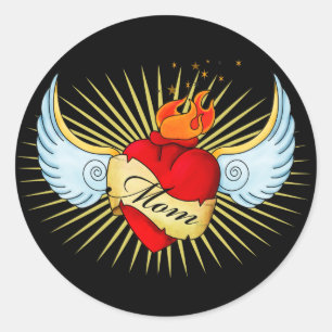 Sticker Rond Le coeur de maman