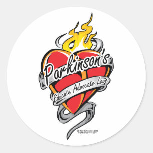 Sticker Rond Le coeur de tatouage de Parkinson