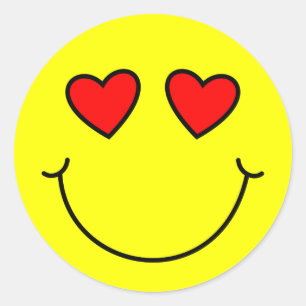Sticker Rond Le coeur de Valentine observe le jaune d'Emoji