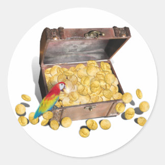 Sticker Rond Le coffre au trésor d'un pirate
