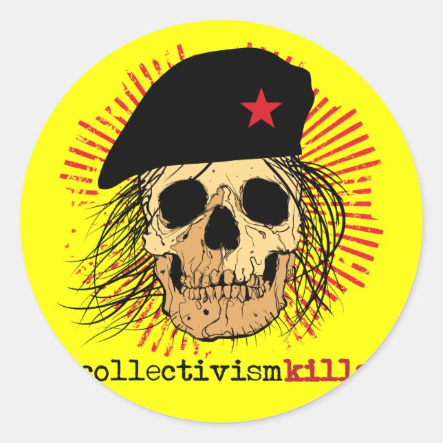 Sticker Rond Le collectivisme tue (Devant)