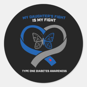 Sticker Rond Le combat de ma fille est mon combat Type 1 Diabét