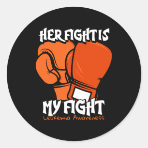 Sticker Rond Le Combat Est Mon Boxe. Prix de la leucémie orange
