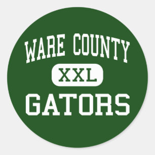 Sticker Rond Le comté de Ware - alligators - haut - Waycross la