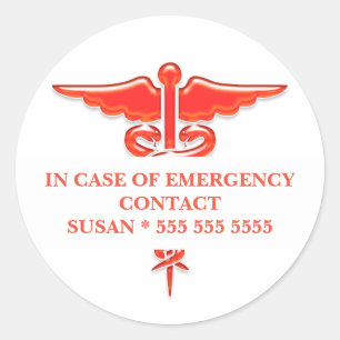 Sticker Rond Le contact   de secours Médicale personnalisent