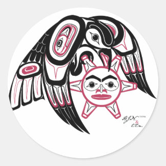 Sticker Rond Le corbeau vole le soleil