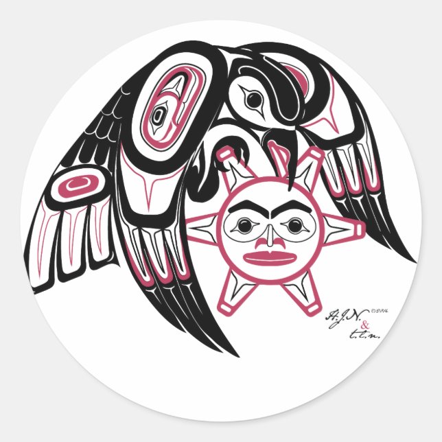 Sticker Rond Le corbeau vole le soleil (Devant)