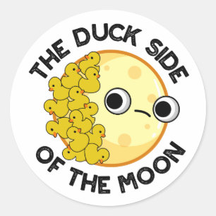Sticker Rond Le Côté Canard De La Lune Amusante Astronomie Pun