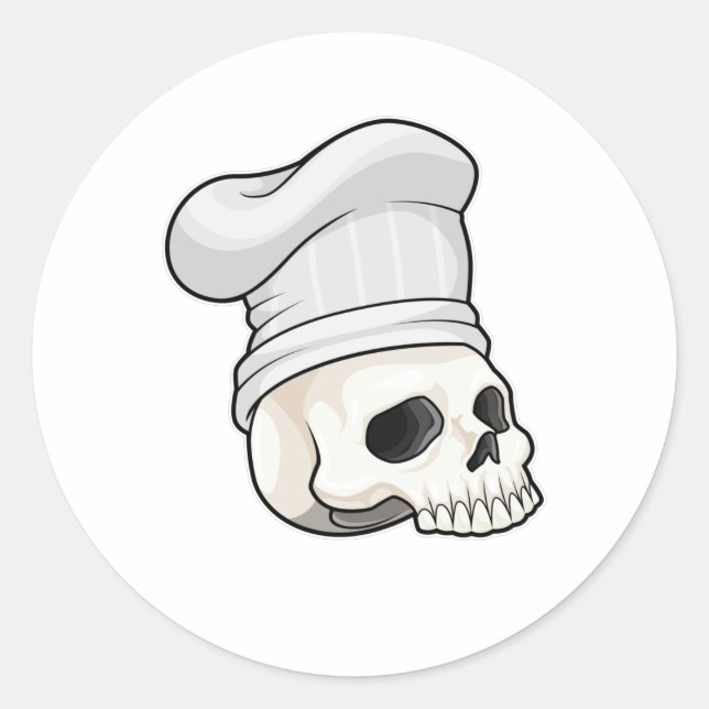 Sticker Rond Le crâne cuisiné avec le casquette chef (Devant)