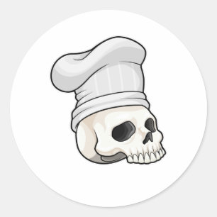 Sticker Rond Le crâne cuisiné avec le casquette chef