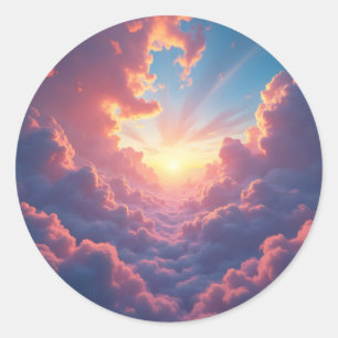 Sticker Rond Le crépuscule se lève – Paysage dramatique du crép