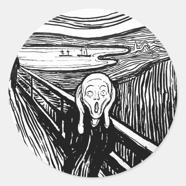 Sticker Rond Le cri d'Edvard Munch (Devant)