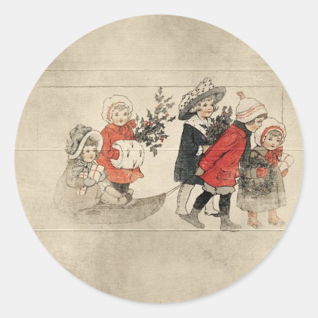 Sticker Rond le cru badine l'arbre de Noël (Devant)