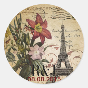 Sticker Rond le cru moderne scripts Tour Eiffel de Paris de lis