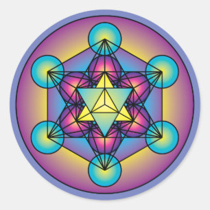 Sticker Rond Le cube de Metatron Merkaba